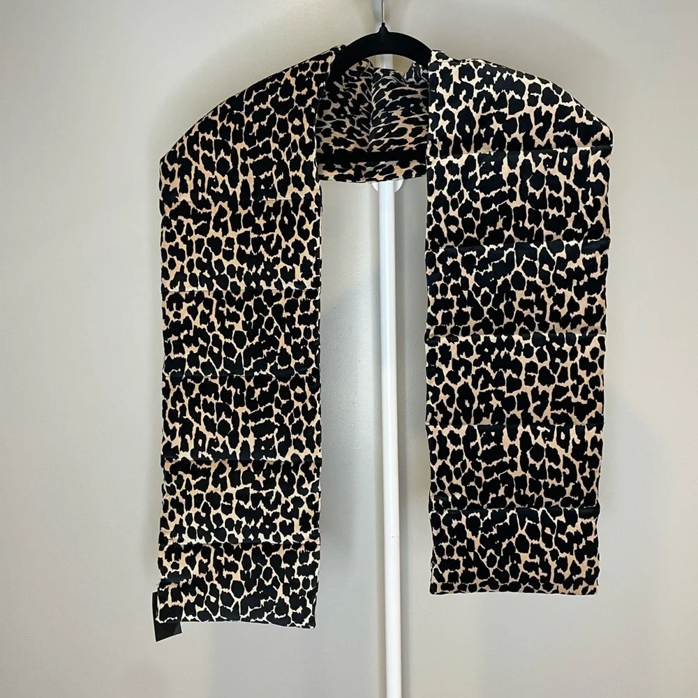 Maje Black and Cream Leopard-Print Scarf